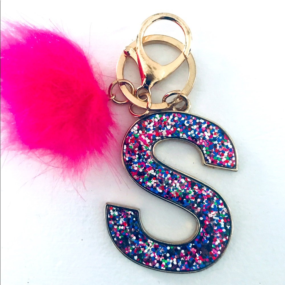Letter 'S' Glitter Keychain